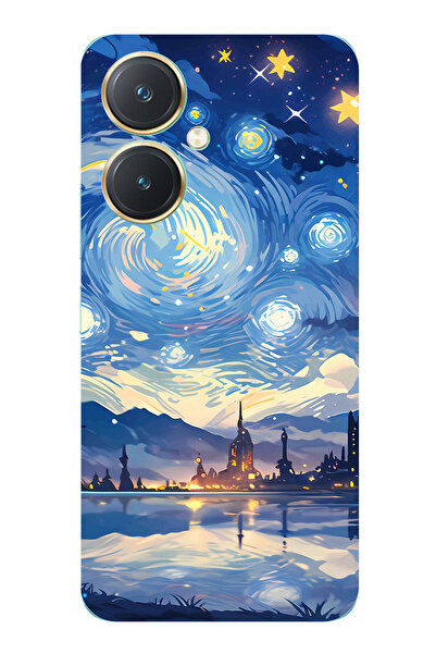TechTree حافظة سيليكون متوافقة مع Vivo Y27 بتصميم السماء المرصعة بالنجوم وصور...
