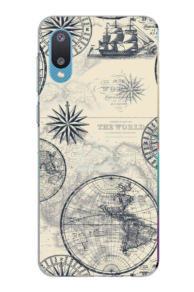 TechTree حافظة سيليكون متوافقة مع هاتف سامسونج جالاكسي A02 تحمل خريطة العالم ...