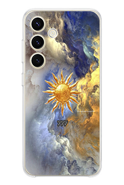 TechTree حافظة سيليكون متوافقة مع هاتف سامسونج جالاكسي S25 777 بتصميم الشمس و...