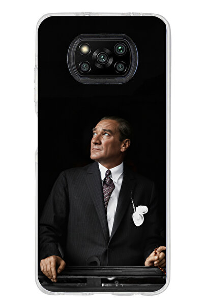 TechTree Poco X3-X3 PRO-NFC Uyumlu Ufka Bakan Lider Atatürk Baskılı Silikon K...