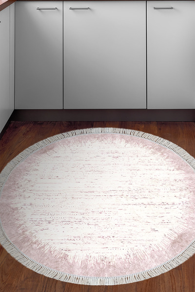 Genel Markalar Kaymaz Taban Djt Mutfak Halısı Yıldız Deri Saçaklı Yuvarlak Mo...