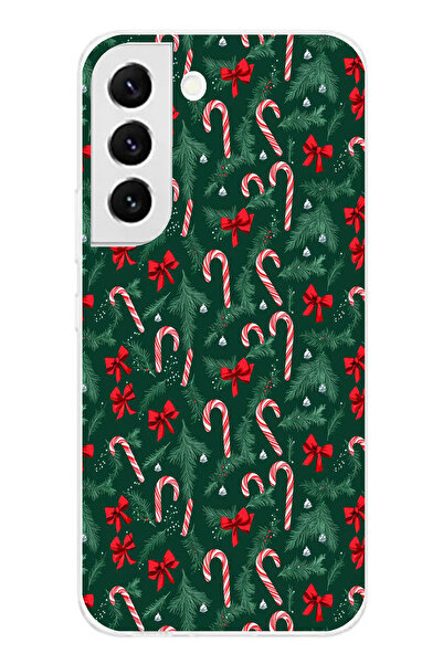 TechTree Samsung Galaxy S22 Compatible Christmas Tree and Candy Cane Printed Silicone Case