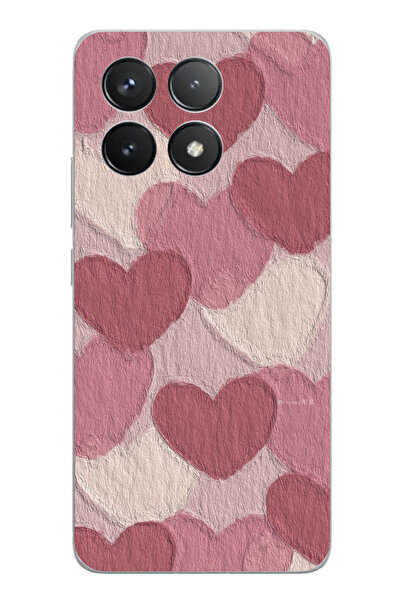 TechTree حافظة سيليكون مطبوع متوافقة مع POCO F6 PRO مع لون وردي باستيل وقلب وردي