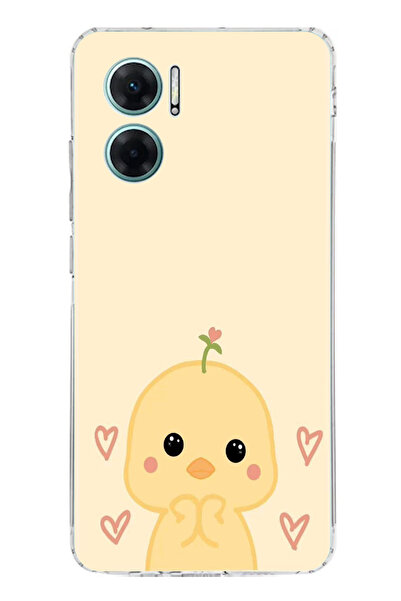 TechTree Redmi Note 11E Compatible Cute Chick and Heart Patterned Printed Sil...
