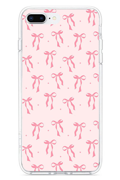 TechTree iPhone 7 Plus-8 Plus Compatible Soft Pink Bow Patterned Printed Silicone Case