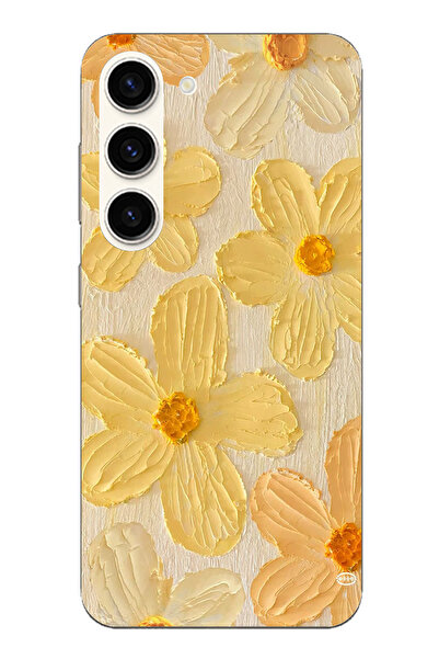 TechTree حافظة سيليكون متوافقة مع هاتف سامسونج جالاكسي S23 بلمسة الشمس صفراء ديزي مطبوع