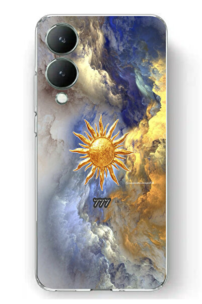 TechTree حافظة سيليكون متوافقة مع Vivo Y17s 777 بتصميم الشمس والسحاب مطبوع