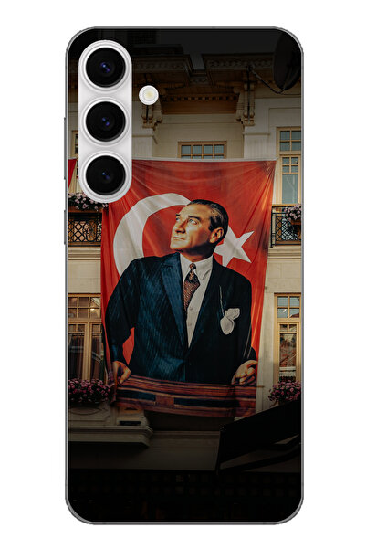 TechTree حافظة سيليكون متوافقة مع هاتف سامسونج جالاكسي S24 FE بتفاصيل العلم ا...