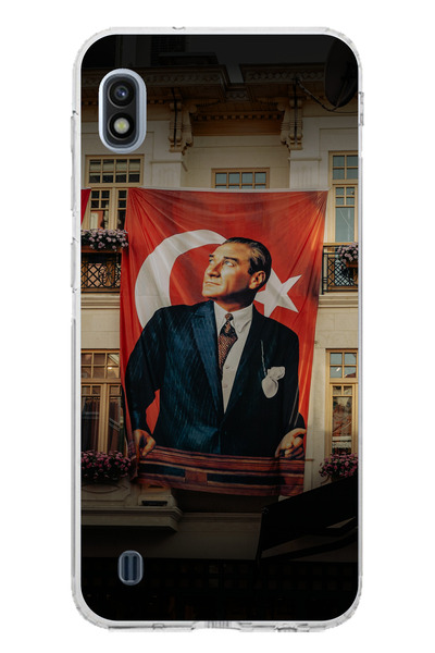 TechTree حافظة سيليكون متوافقة مع هاتف سامسونج جالاكسي A10 بتفاصيل العلم العم...