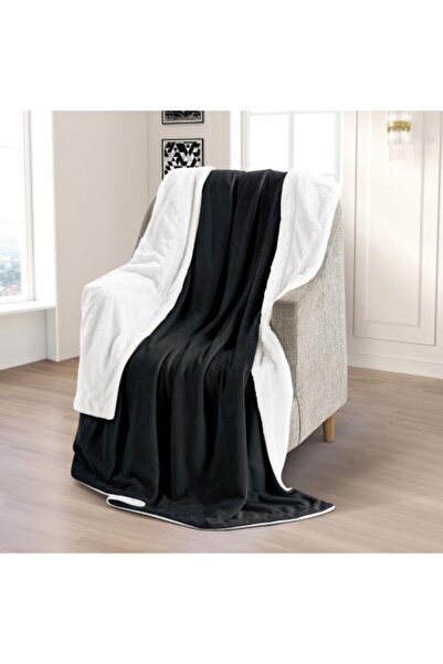 Melen Mario Velvet and Fur Blanket 200 × 230 - Black