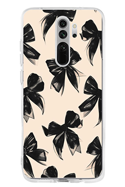 TechTree Redmi Note 8 Compatible Black Bow Ribbon Printed Silicone Case