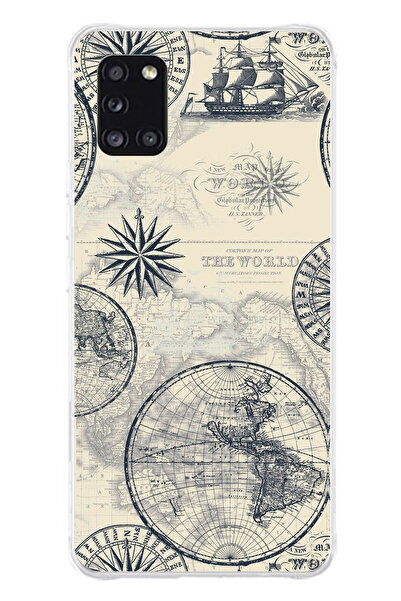 TechTree حافظة سيليكون متوافقة مع هاتف سامسونج جالاكسي A31 تحمل خريطة العالم ...