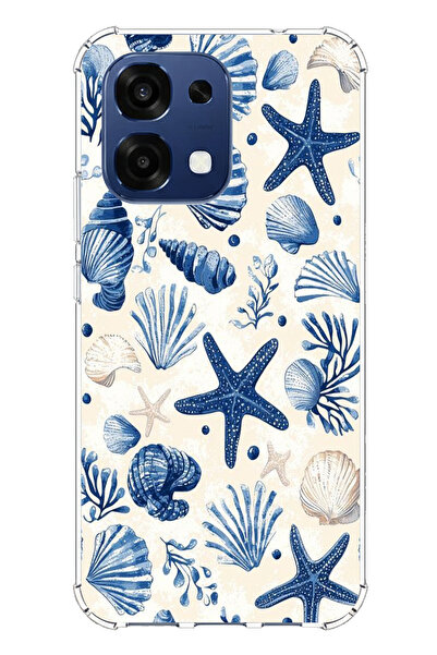 TechTree حافظة سيليكون مطبوع متوافقة مع هاتف اوبو A6 برو بنمط الصدف الأزرق وا...