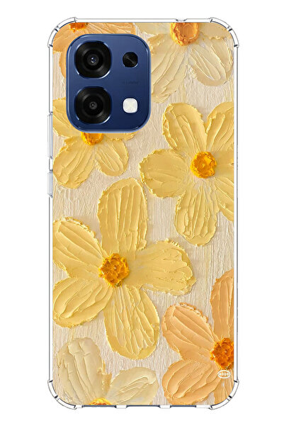 TechTree حافظة سيليكون متوافقة مع هاتف اوبو A6 برو بلمسة الشمس صفراء ديزي مطبوع