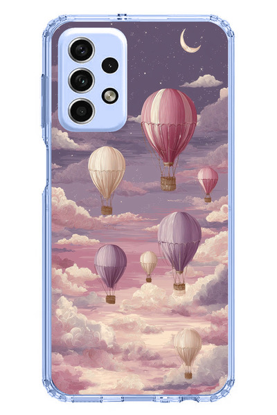 TechTree حافظة سيليكون متوافقة مع هاتف سامسونج جالاكسي A33 باللون الأرجواني السماوي والبالون الطائر مطبوع