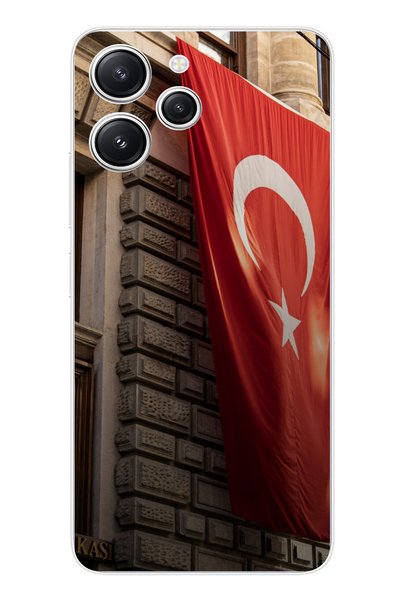 TechTree حافظة سيليكون متوافقة مع Redmi 12 على شكل العلم التركي مطبوع