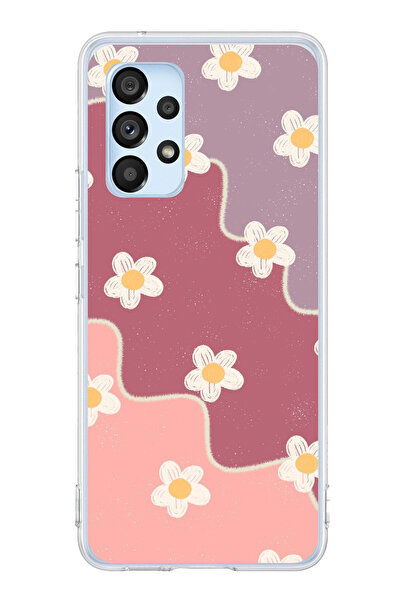 TechTree حافظة سيليكون متوافقة مع هاتف سامسونج جالاكسي A53 بلون الورد المجفف والليلكي المموج مطبوع