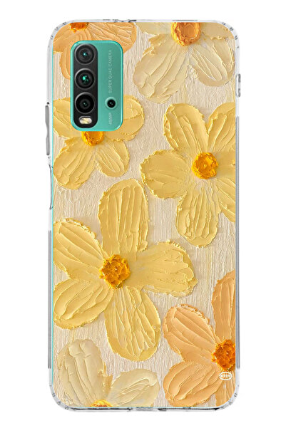 TechTree Redmi 9T-POCO M3 Uyumlu Güneşin Dokunuşu Sarı Papatya Baskılı Siliko...