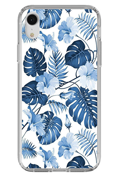 TechTree Blue Leaf and Flower Pattern Printed Silicone Case Compatible with i...