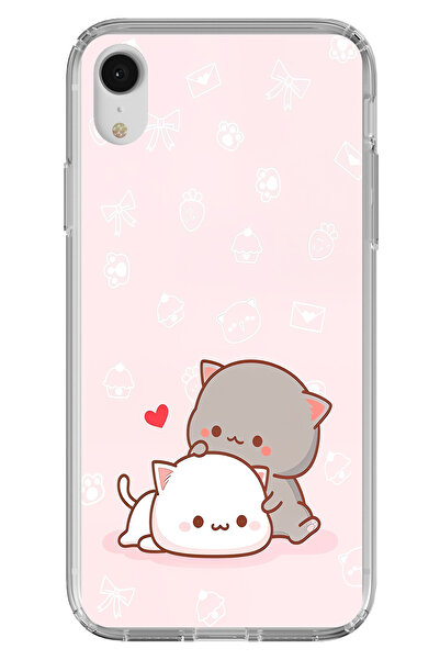 TechTree Cute and Remontic Cats Printed Silicone Case Compatible with iPhone Xr