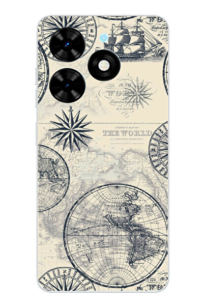 TechTree حافظة سيليكون متوافقة مع Tecno Spark 20-20C تحتوي على خريطة العالم ا...