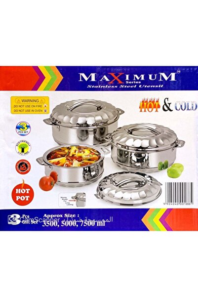 Maximum 3-Piece Hot Pot Set Silver Small