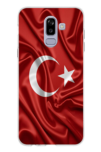 TechTree حافظة سيليكون متوافقة مع هاتف سامسونج جالاكسي J8-A6 بلس بعلم تركيا م...