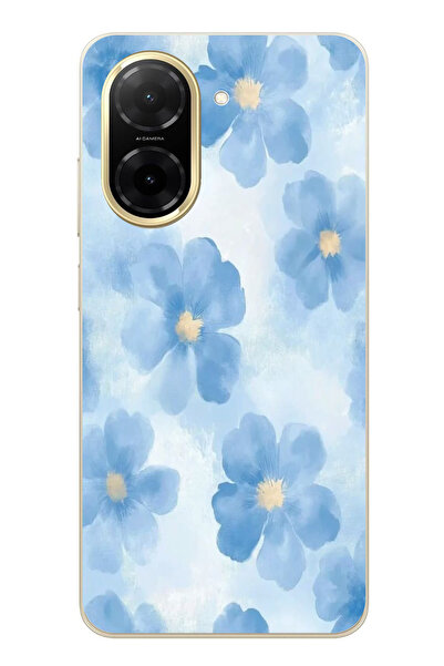 TechTree Redmi A5 Compatible Blue Flowers Printed Silicone Case