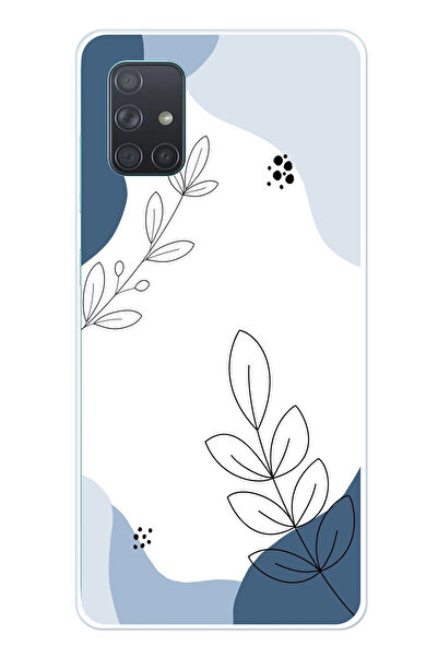 TechTree حافظة سيليكون متوافقة مع هاتف سامسونج جالاكسي A71 باللون الأزرق وخطو...