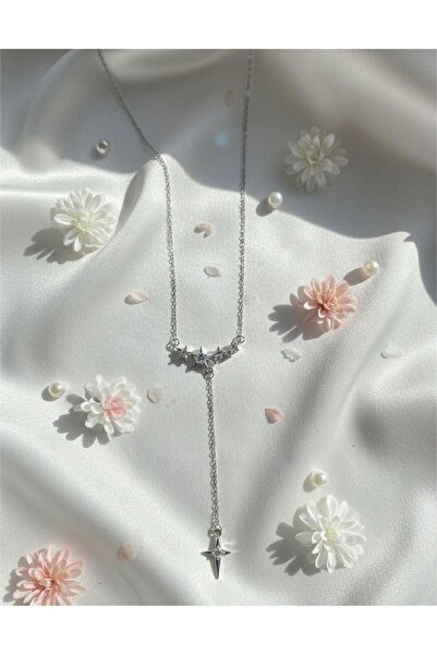 staınless steel Kadın Çelik Y Şekilli Zirkon Taşlı Kutup Yıldızı Figürlü Şık ...