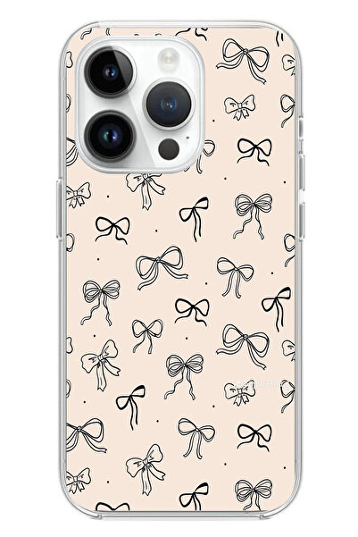 TechTree حافظة سيليكون متوافقة مع هاتف iPhone 14 PRO باللون الأسود ونمط فيونك...