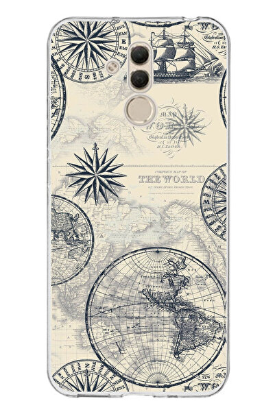 TechTree حافظة سيليكون متوافقة مع هاتف Huawei Mate 20 Lite وخرائط العالم القد...