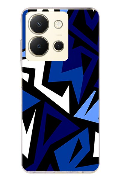 TechTree حافظة سيليكون متوافقة مع Vivo Y36 ذات تصميم هندسي أزرق حديث مطبوع