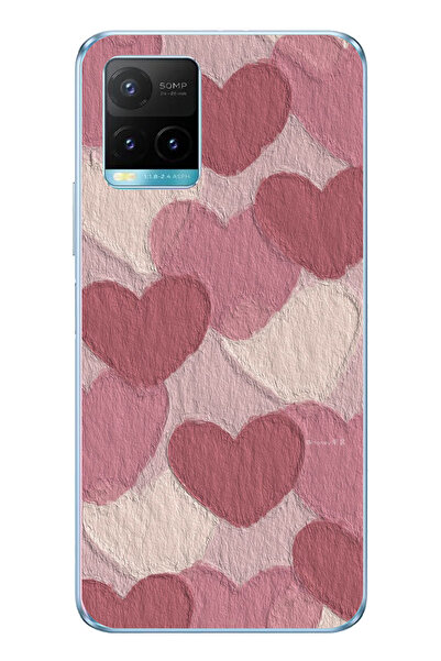 TechTree حافظة سيليكون مطبوع متوافقة مع Vivo Y21S/Y33S/Y32 مع لون وردي باستيل...