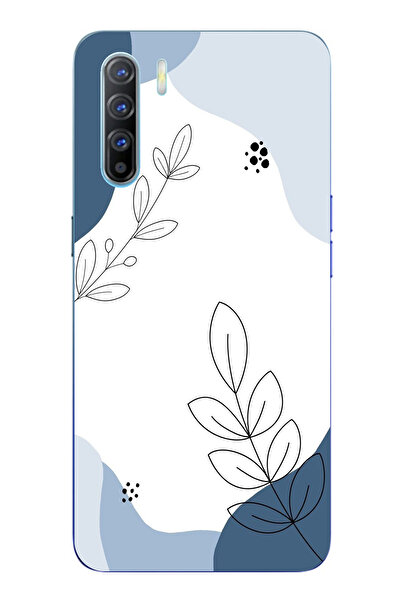 TechTree جراب سيليكون مطبوع متوافق مع هاتف اوبو رينو 3-A91 بأشكال هادئة زرقاء...