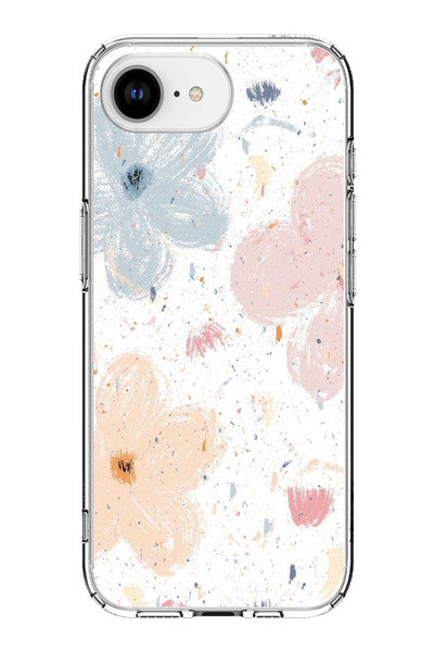 TechTree حافظة سيليكون مطبوع متوافقة مع هاتف iPhone 16E بنمط زهور تجريدية باس...