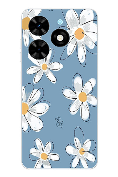 TechTree حافظة سيليكون متوافقة مع هاتف Tecno Spark 20-20C باللون الأزرق ديزي ...