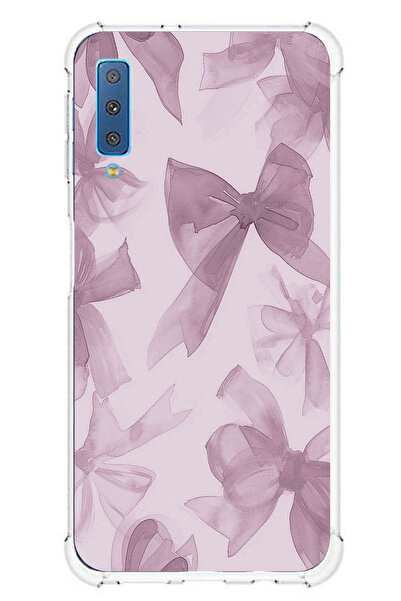 TechTree حافظة سيليكون متوافقة مع هاتف سامسونج جالاكسي A7 2018 بلون بنفسجي مطبوع