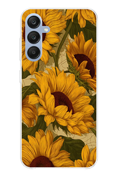 TechTree حافظة سيليكون متوافقة مع هاتف سامسونج جالاكسي A25 باللون الأصفر الذهبي مطبوع