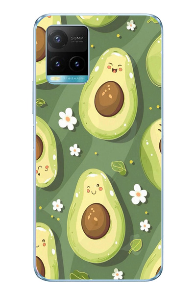 TechTree حافظة سيليكون متوافقة مع هاتف Vivo Y21s باللون الأخضر اللطيف والأفوك...