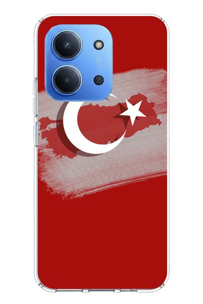 TechTree حافظة سيليكون متوافقة مع هاتف Redmi 15C مع خريطة تركيا وعلم تركيا مطبوع