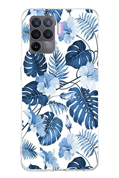 TechTree حافظة سيليكون مطبوع متوافقة مع هاتف OPPO Reno 5 Lite بنمط أوراق الشج...