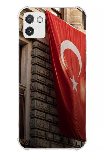 TechTree حافظة سيليكون متوافقة مع هاتف سامسونج جالاكسي A03 بتصميم العلم الترك...