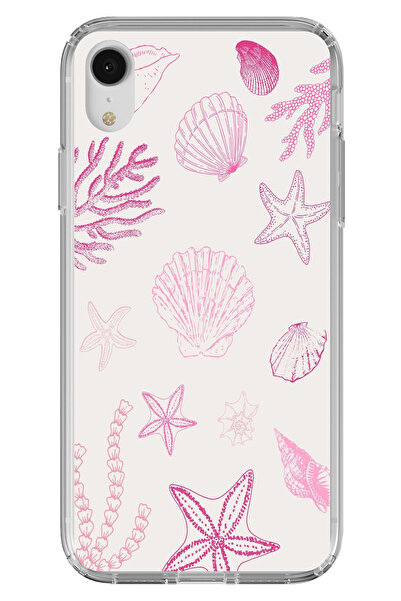 TechTree iPhone Xr Compatible Pink Starfish and Shell Printed Silicone Case