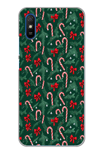 TechTree حافظة سيليكون متوافقة مع Redmi 9A لشجرة الصنوبر وعصا الحلوى مطبوع