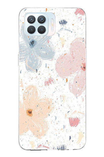 TechTree حافظة سيليكون مطبوع متوافقة مع هاتف OPPO Reno 4 Lite بنمط زهور تجريد...