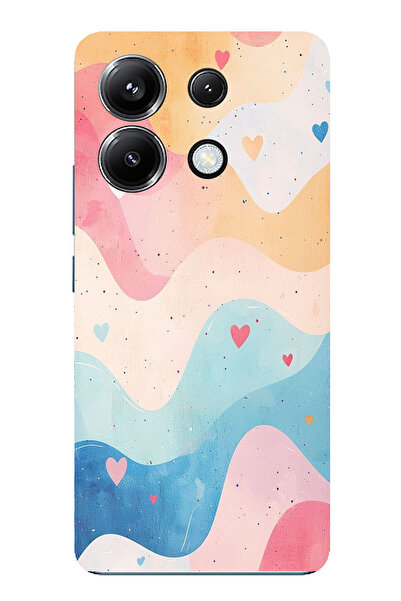 TechTree حافظة سيليكون متوافقة مع Poco X6 PRO بألوان الباستيل ومموجة وقلب مطبوع