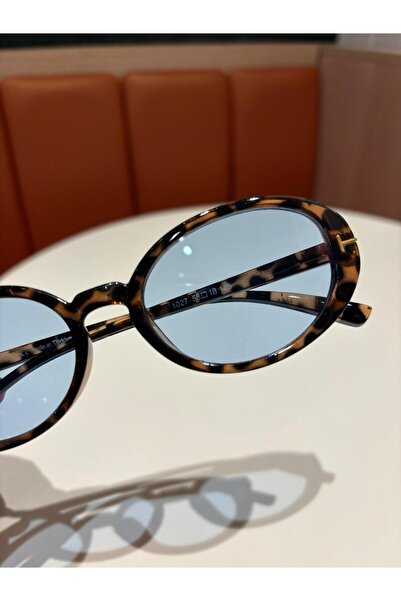 VEGA EYEWEAR Lille LEopar Mavi Camlı Oval Elips Trend Model Güneş Gözlüşü 58 ...