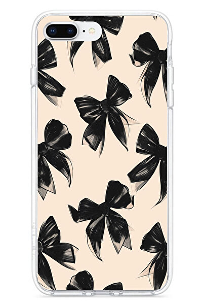 TechTree iPhone 7 Plus-8 Plus Compatible Black Bow Ribbon Printed Silicone Case