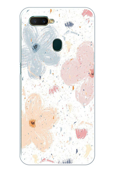 TechTree حافظة سيليكون مطبوع متوافقة مع هاتف اوبو A5S-AX7-A12 بنمط زهور تجريد...